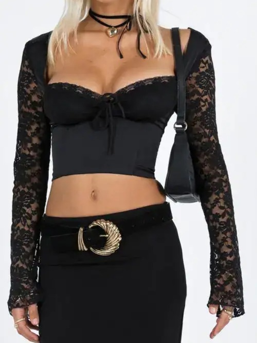 Princess Polly markwell long sleeve crop top whimsigoth vamp witchy romantic